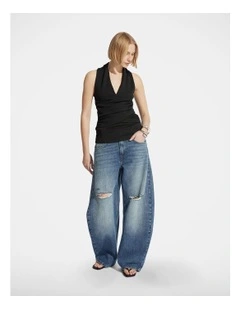 Daisy Ripped Horseshoe Jean in Faded Arctic