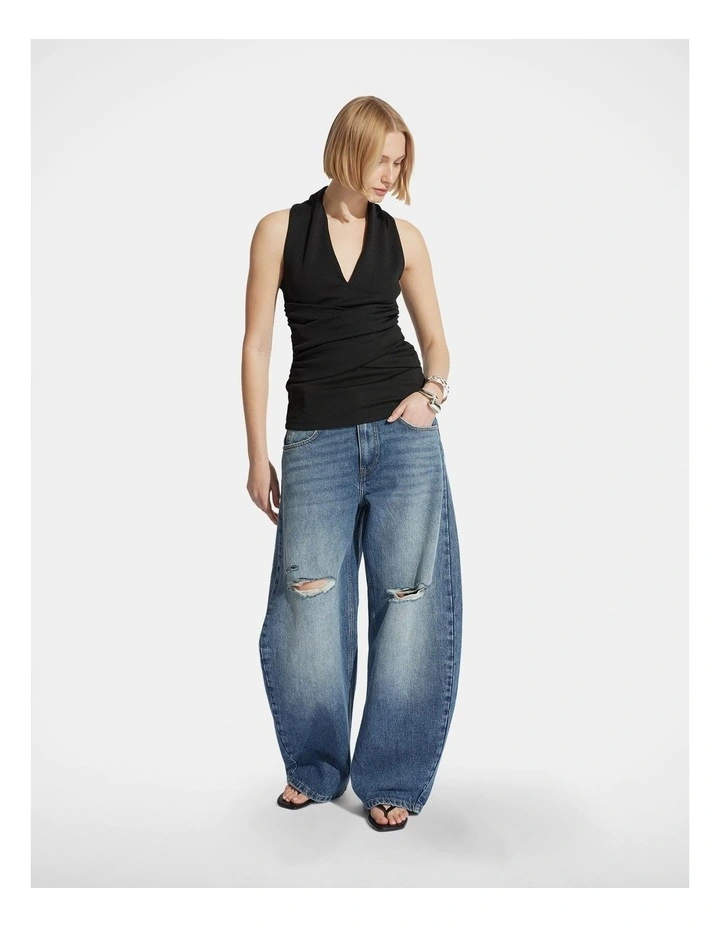 Daisy Ripped Horseshoe Jean in Faded Arctic image 1