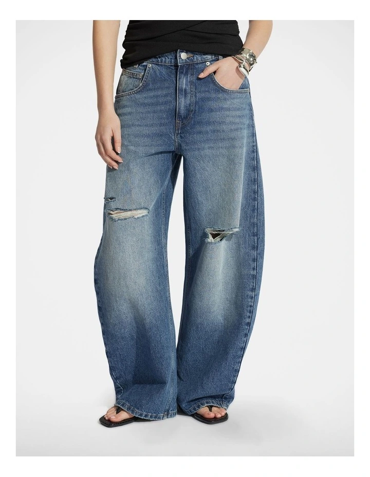 Daisy Ripped Horseshoe Jean in Faded Arctic image 3