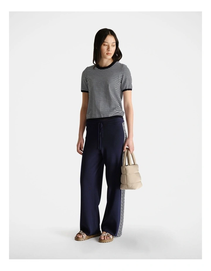 D-Luxe Stripe Knit Tee in Blue image 1