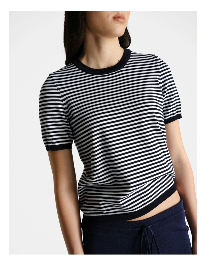D-Luxe Stripe Knit Tee in Blue image 3