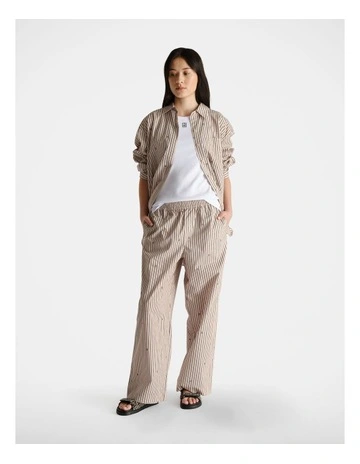 Monogram Stripe Pant in Beige