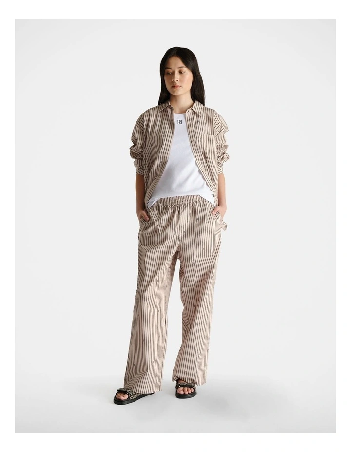 Monogram Stripe Pant in Beige image 1