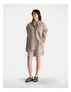 Monogram Stripe Shorts in Beige