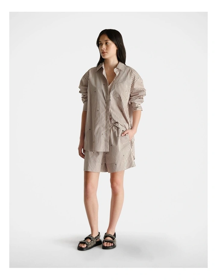 Monogram Stripe Shorts in Beige image 1