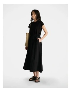 Spliced Nylon Dress in Black