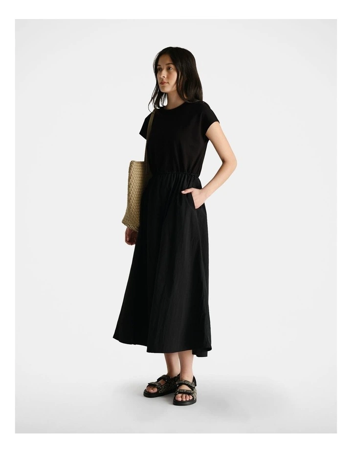 Spliced Nylon Dress in Black image 1