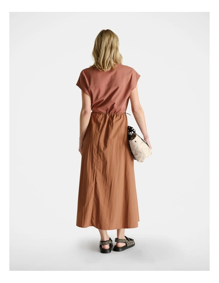 Spliced Nylon Dress in Brown image 2