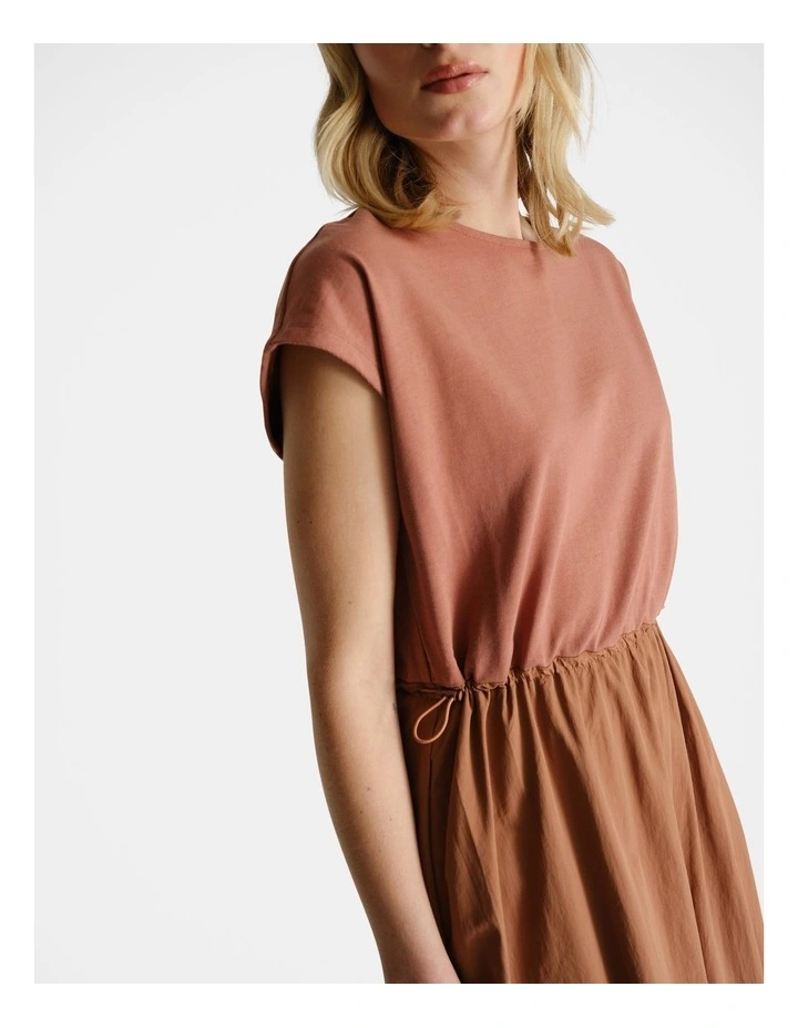 Spliced Nylon Dress in Brown image 3