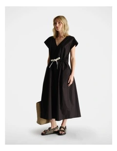 Draw Waist Dress in Black
