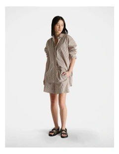 Monogram Stripe Shirt in Beige