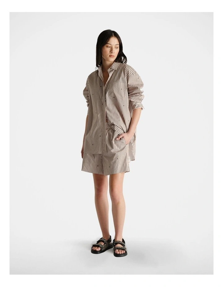 Monogram Stripe Shirt in Beige image 1