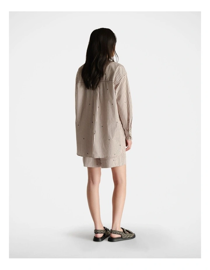 Monogram Stripe Shirt in Beige image 2