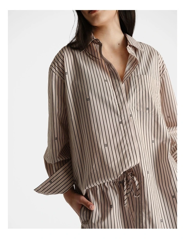 Monogram Stripe Shirt in Beige image 3
