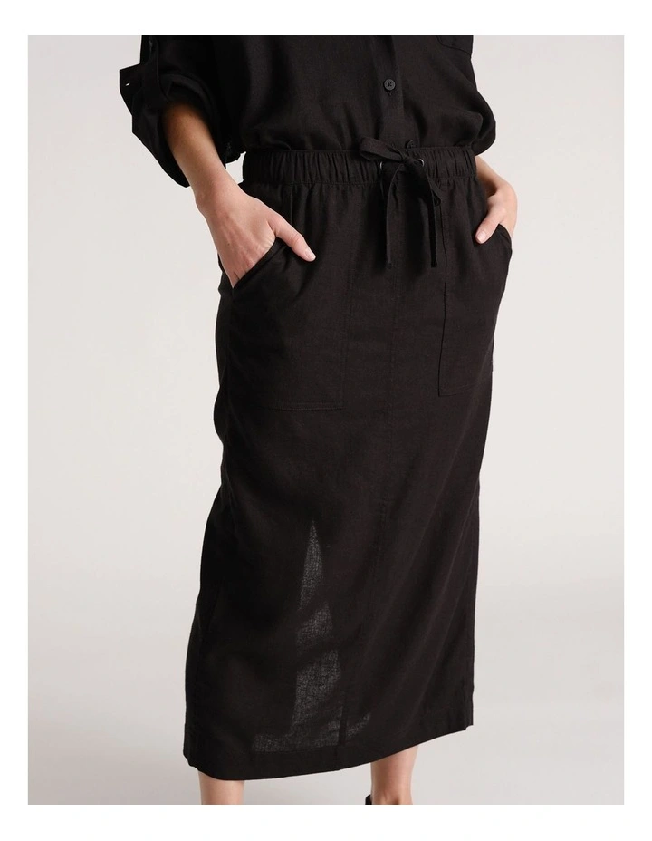 D-Luxe Linen Blend Midi Skirt image 3