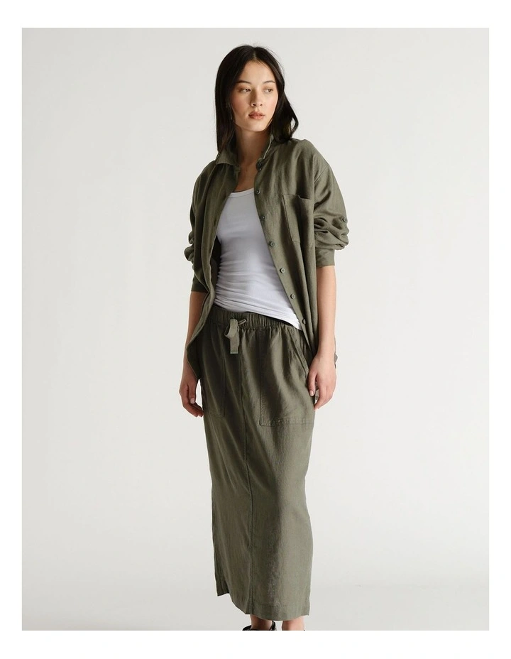 D-Luxe Linen Blend Midi Skirt image 1