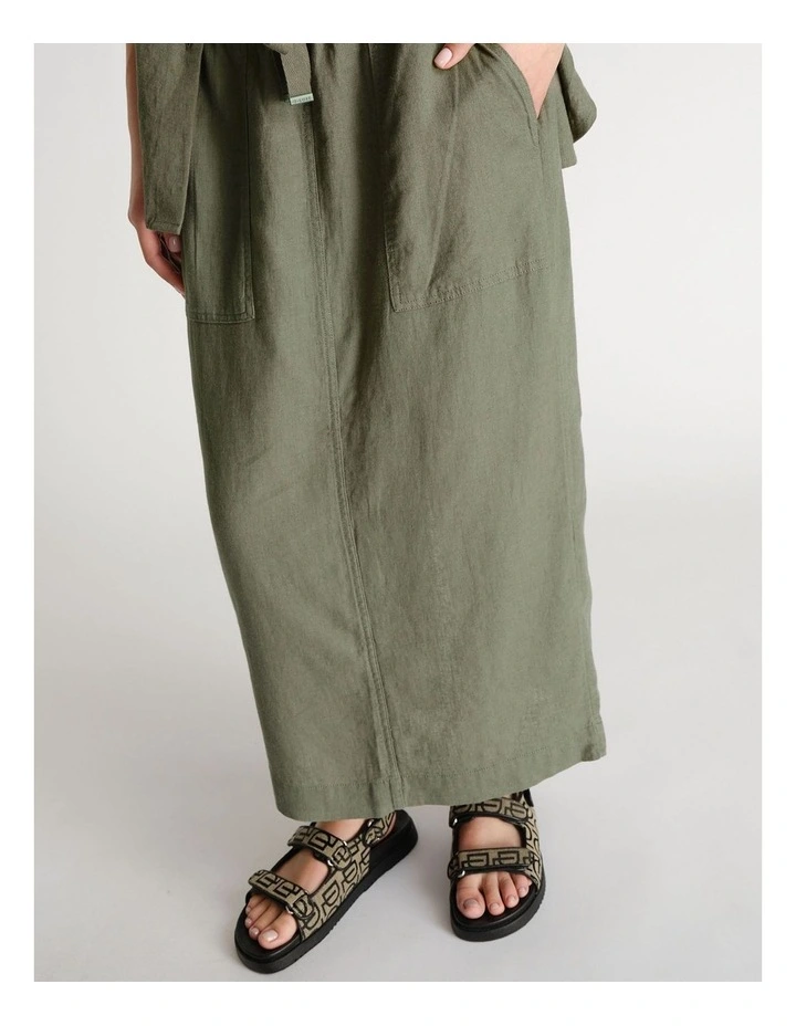 D-Luxe Linen Blend Midi Skirt image 3