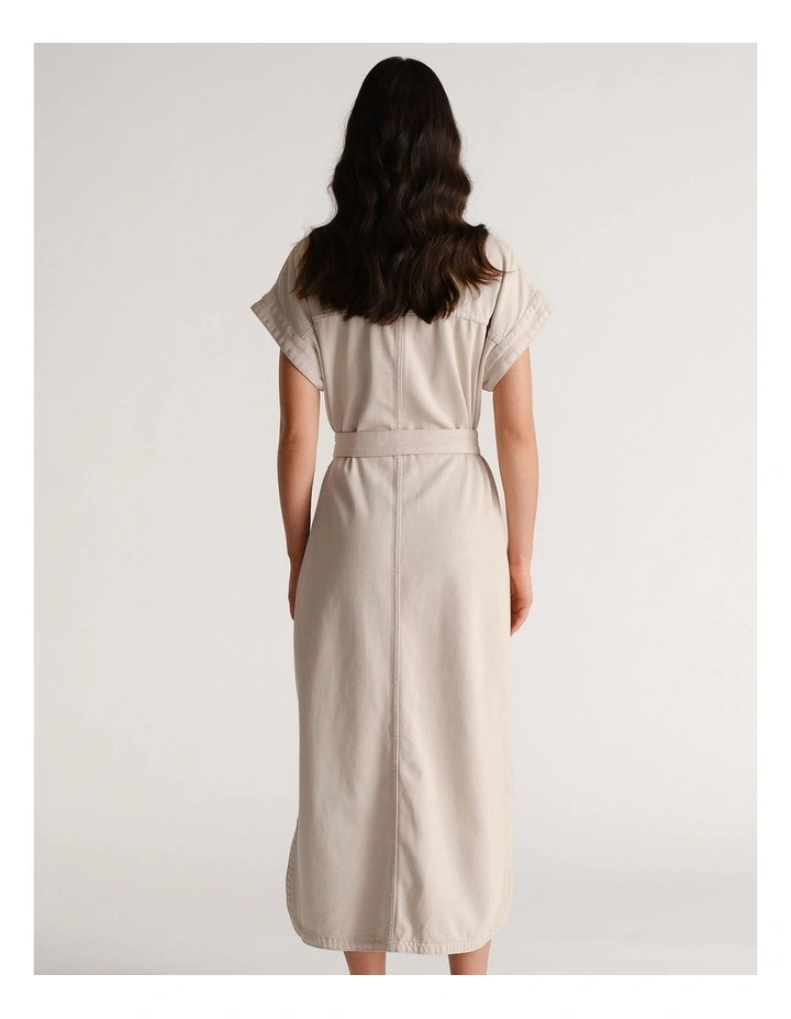 D-Luxe Denim Maxi Dress in Beige image 2