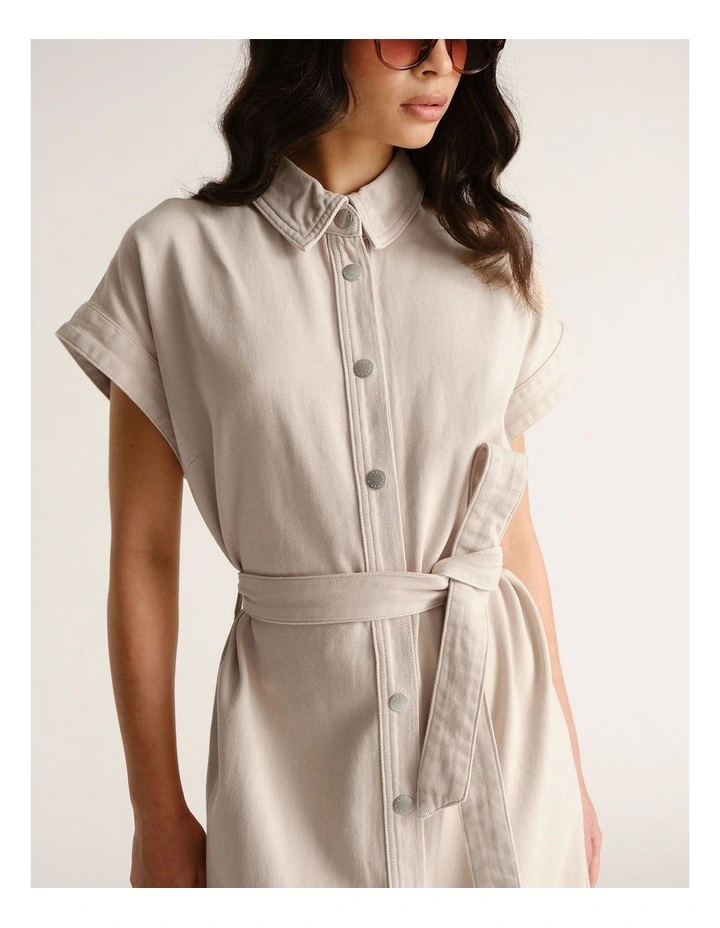 D-Luxe Denim Maxi Dress in Beige image 3