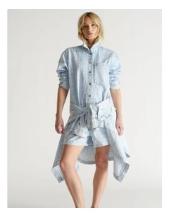 D-Luxe Denim Textured Shacket in Blue