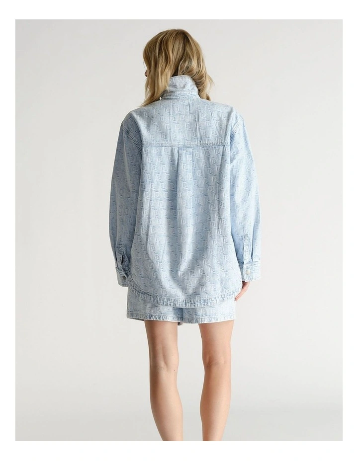 D-Luxe Denim Textured Shacket in Blue image 2