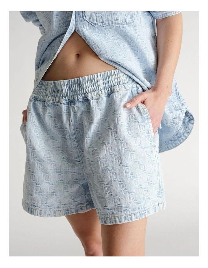 D-Luxe Denim Pull On Short in Blue image 3