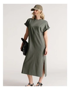 D-Luxe Midi Tee Dress in Green