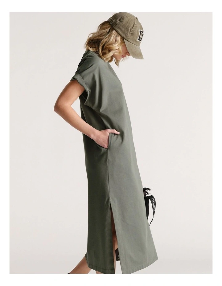 D-Luxe Midi Tee Dress in Green image 3