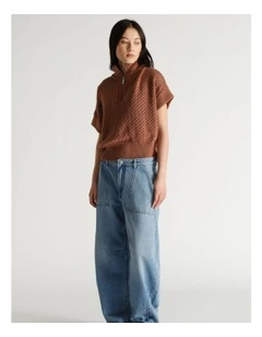 D-Luxe Half Zip Knit Jumper in Red