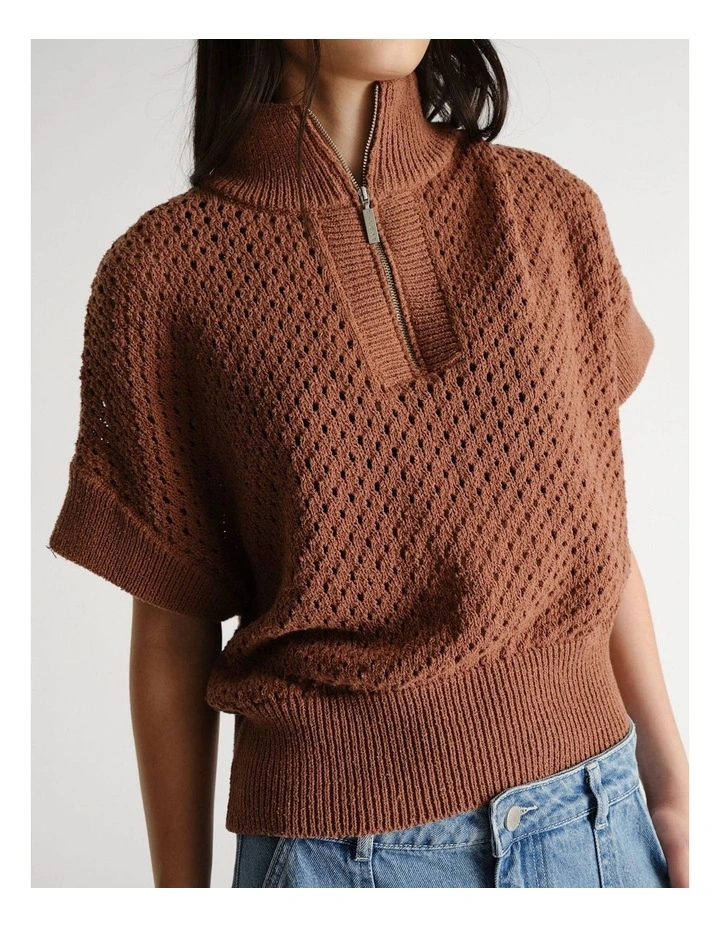 D-Luxe Half Zip Knit Jumper in Red image 3