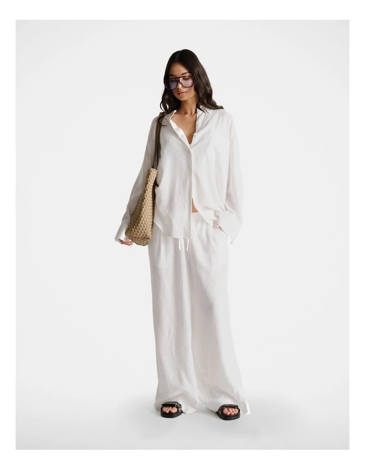 D-Luxe Linen Blend Pant in White image 1