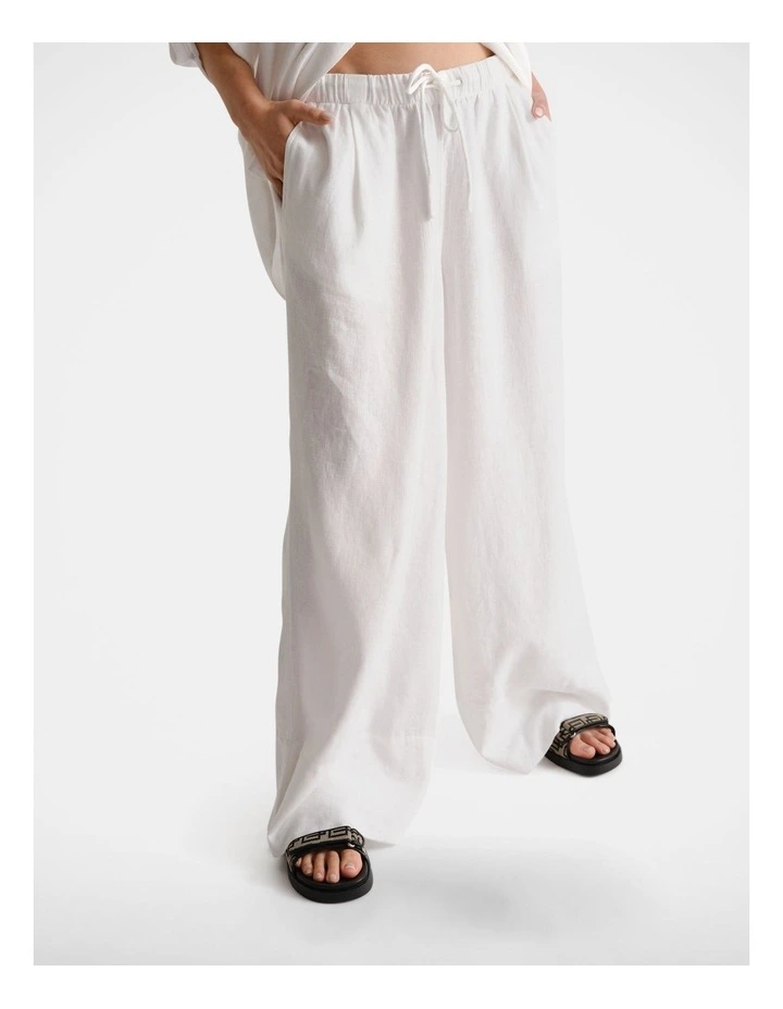 D-Luxe Linen Blend Pant in White image 3