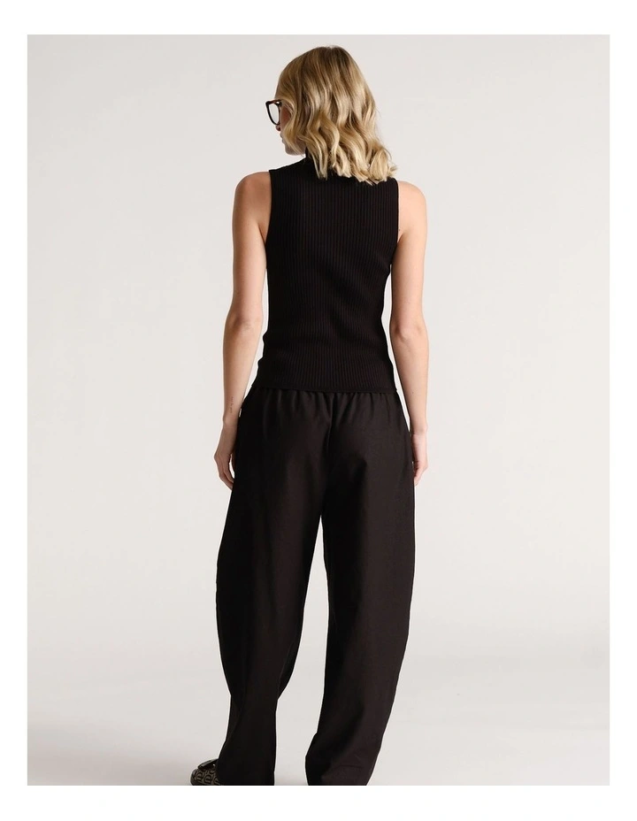 D-Luxe Linen Blend Barrel Pant in Black image 2