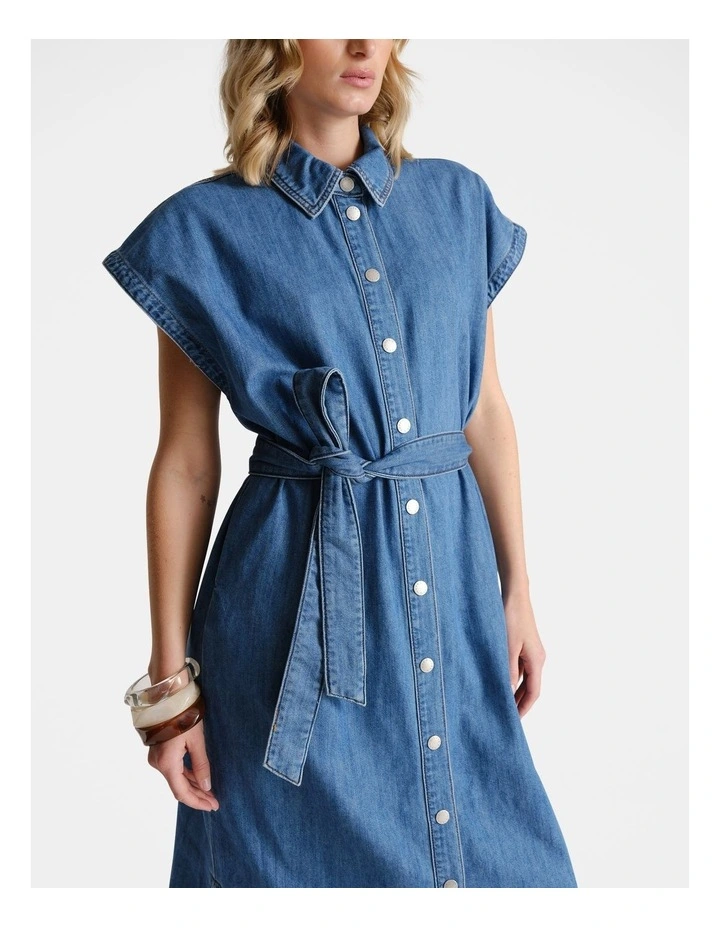 D-Luxe Denim Midi Dress in Blue image 3