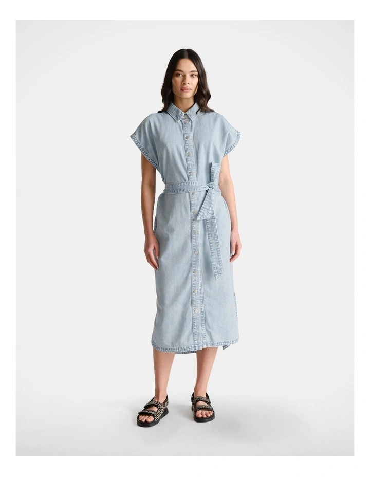 D-Luxe Denim Midi Dress in Blue image 1