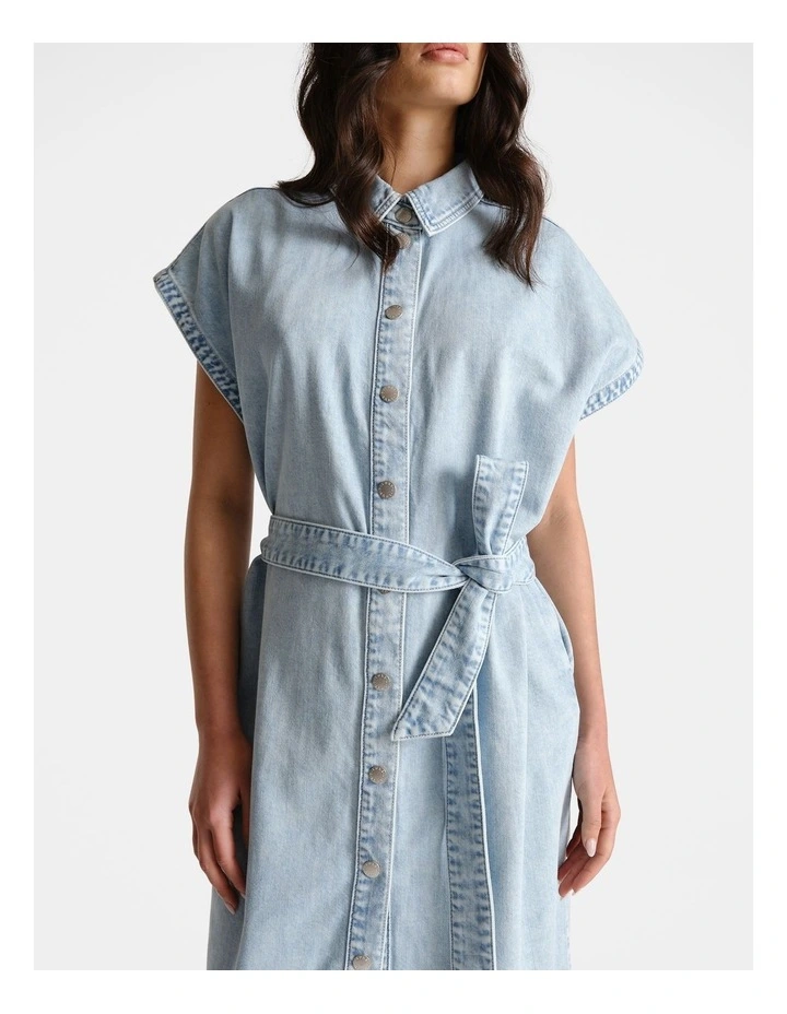 D-Luxe Denim Midi Dress in Blue image 3