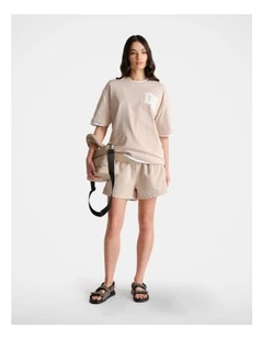 D-Luxe Denim Pull On Shorts in Beige
