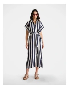 D-Luxe Linen Blend Midi Dress