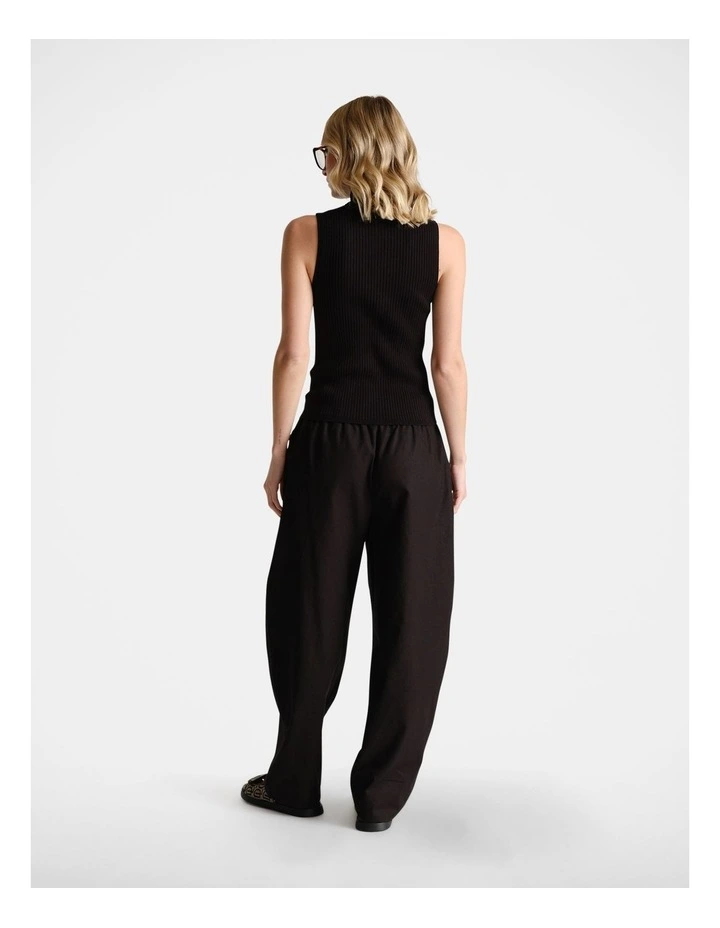 D-Luxe Zip Front Knit Top in Black image 2
