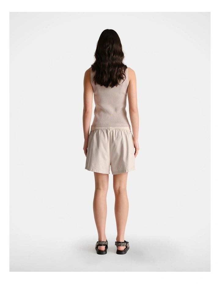 D-Luxe Zip Front Knit Top in Beige image 2