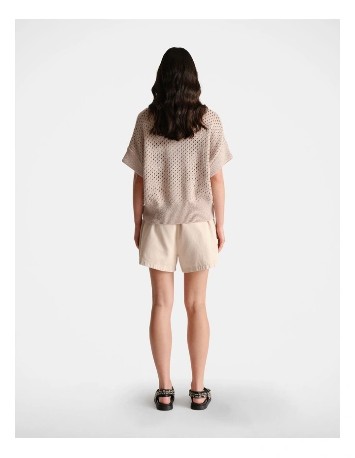 D-Luxe Half Zip Knit Jumper in Beige image 2
