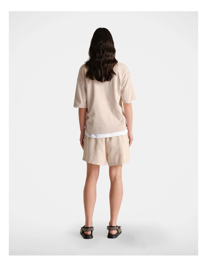 D-Luxe Varsity Tee in Beige image 2