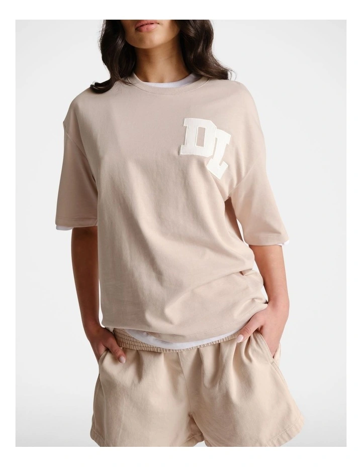 D-Luxe Varsity Tee in Beige image 3