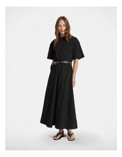 Willow Spliced Midi Dress in Black