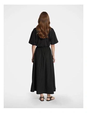 Willow Spliced Midi Dress in Black