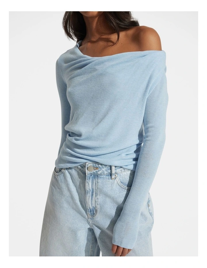 Allie Twist Long Sleeve Top in Blue image 3