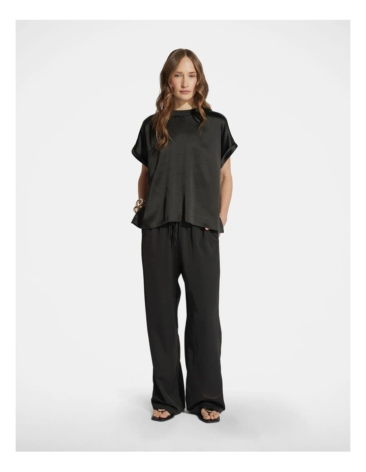 AnnMaree Satin Tee in Black image 1
