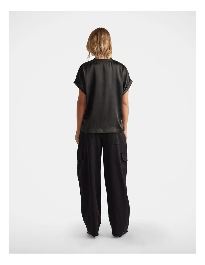 AnnMaree Satin Tee in Black image 2