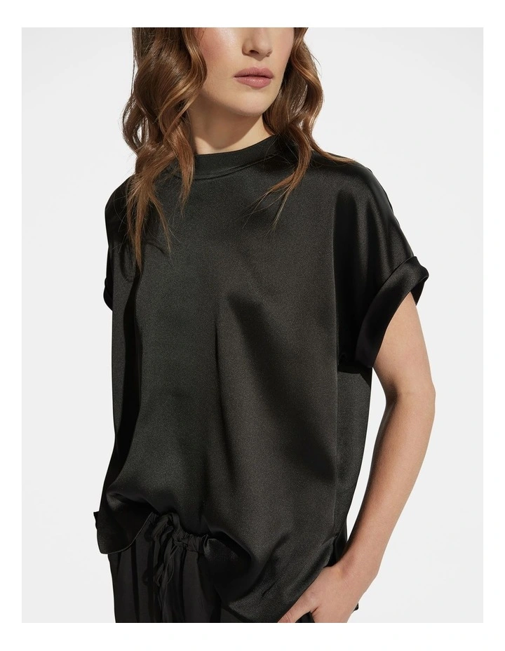 AnnMaree Satin Tee in Black image 3
