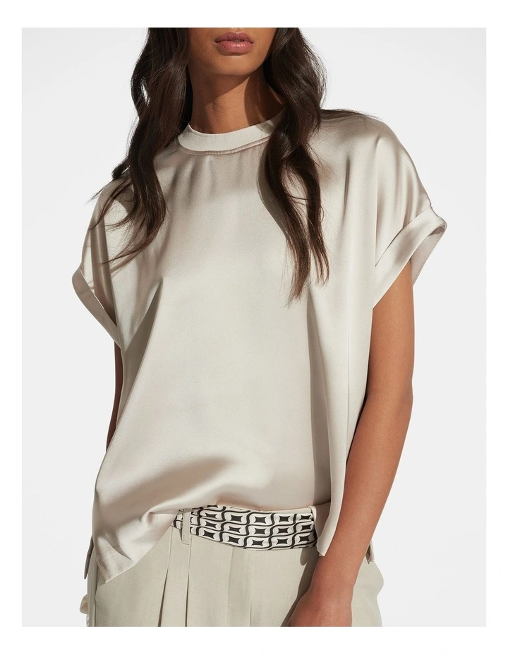 AnnMaree Satin Tee in Coconut image 3